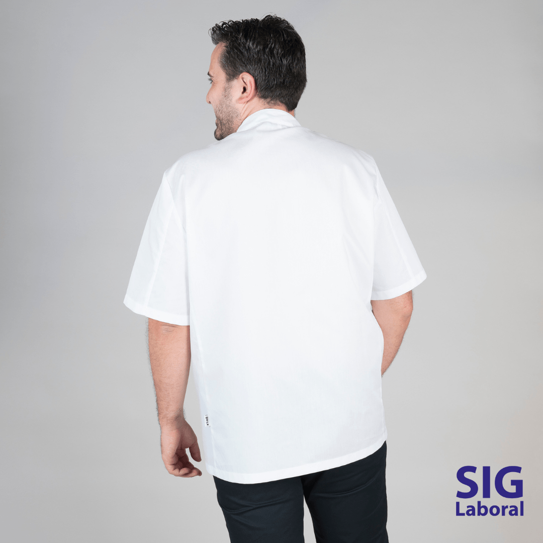 Chaqueta Cocina Unisex Sarga Blanca Manga Corta 2 Chaqueta Cocina Unisex Sarga Blanca Manga Corta - Imagen 2