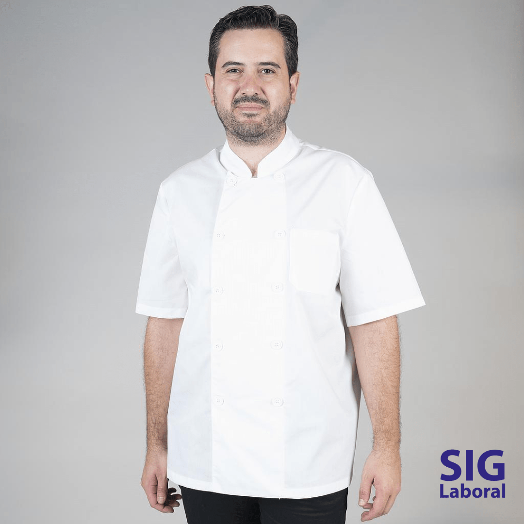 Chaqueta Cocina Unisex Sarga Blanca Manga Corta 1 Chaqueta Cocina Unisex Sarga Blanca Manga Corta